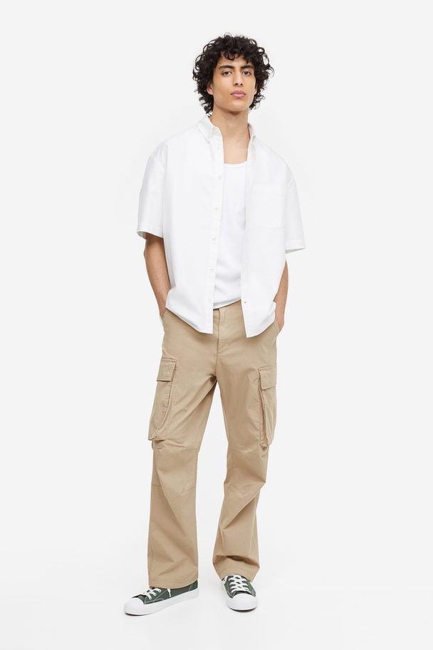 H&M Relaxed Fit Cargo Trousers Beige