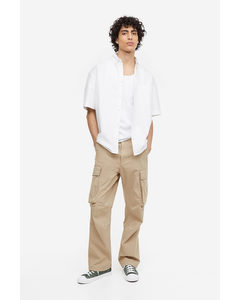 Relaxed Fit Cargo Trousers Beige
