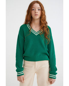 Knitted Cotton Jumper Green