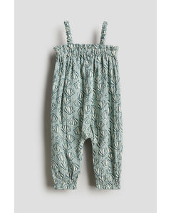 Patterned Cotton Romper Suit Dusty Turquoise/sea Shells