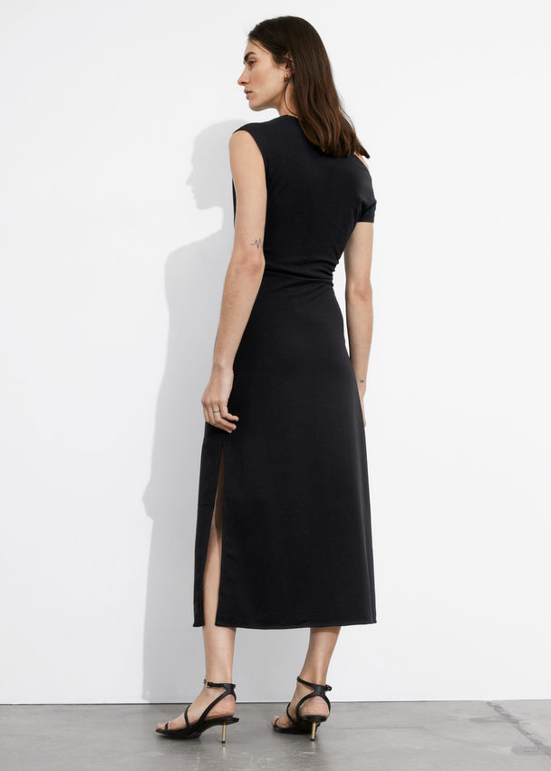 & Other Stories One-shoulder Midi Dress Black