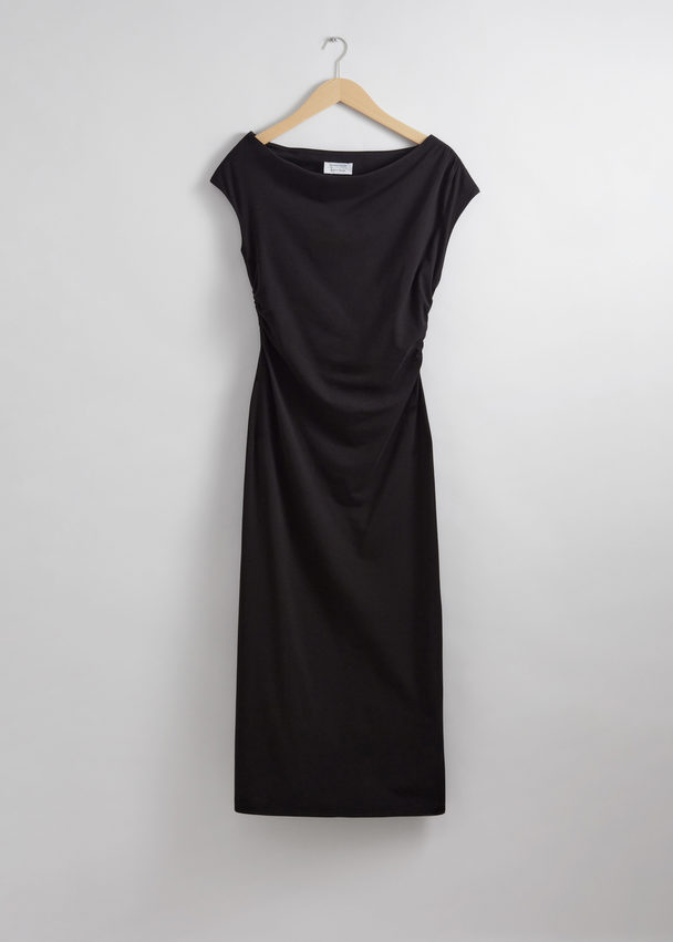 & Other Stories One-shoulder Midi Dress Black