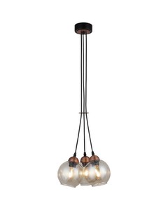 Homemania Vivo Hängande Lampa - Ljuskrona - Taklampa - Svart, Koppar I Metall, Glas, 30 X 30 X 100 Cm, 3 X E27, 40 W