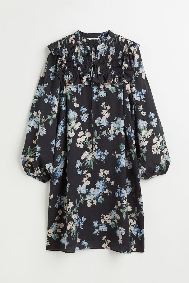 H&M Mama Frill-trimmed Dress Black/floral