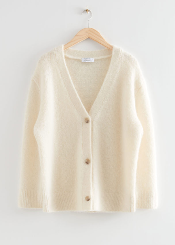 & Other Stories Oversized Wool Knit Cardigan White