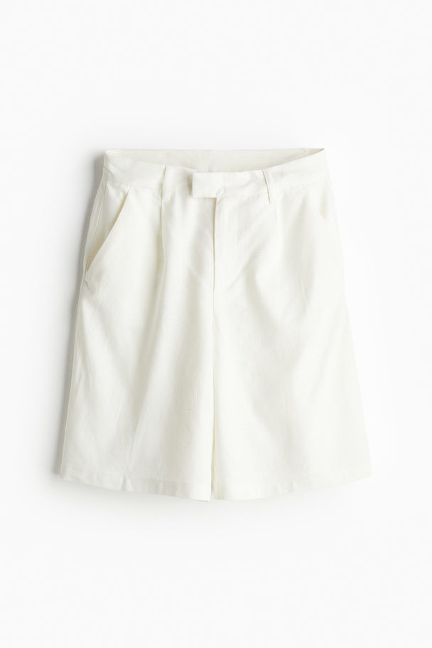 H&M Geklede Short Van Linnenmix Wit