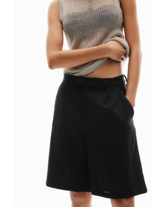 Linen-blend Tailored Shorts Black