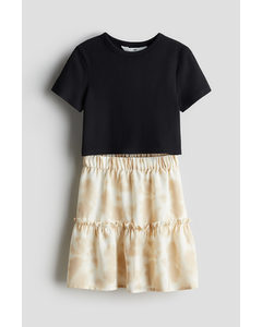 2-piece Top And Skirt Set Black/tie-dye