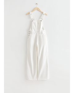Relaxed Denim Dungarees White