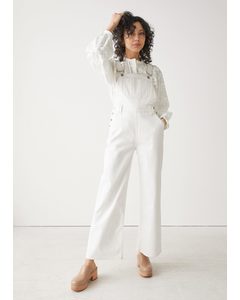 Relaxed Denim Dungarees White