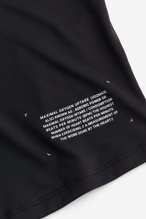 H&M DryMove™ Sportshirt mit Kurzreißverschluss Schwarz