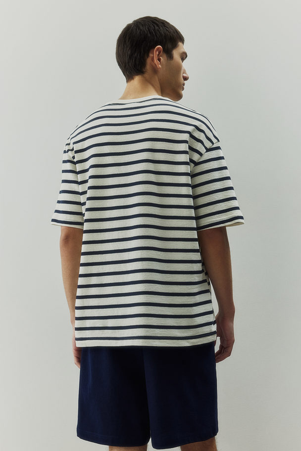 H&M Schlaf-T-Shirt und Shorts Weiß/Marineblau