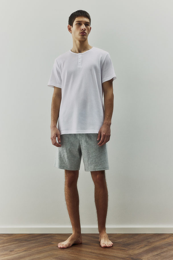 H&M Pyjama Top And Shorts White