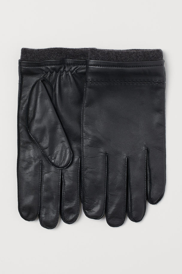 H&M Leren Handschoenen Zwart