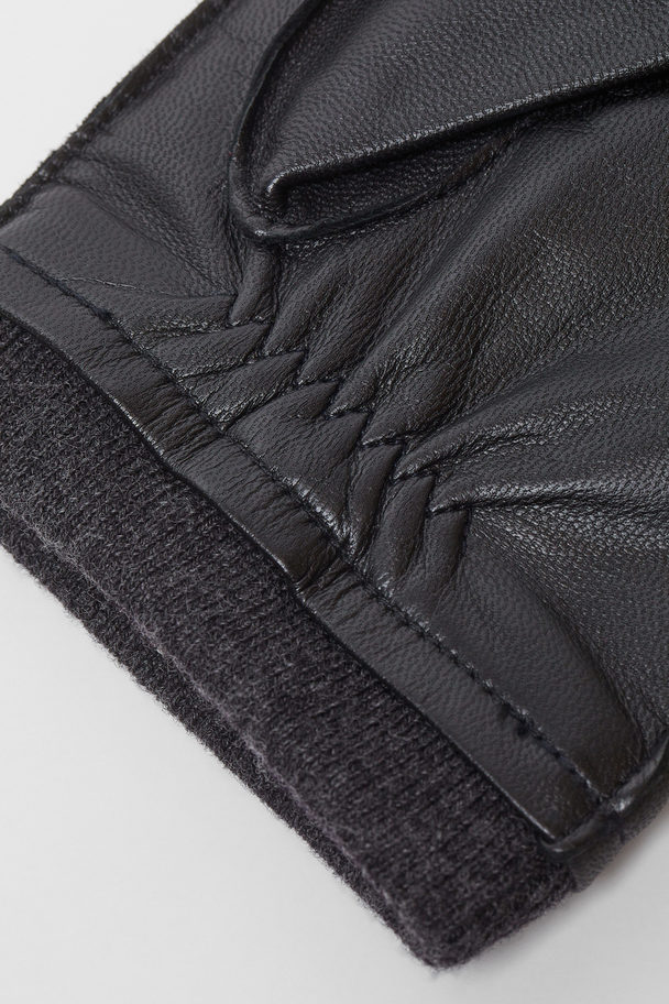 H&M Leather Gloves Black