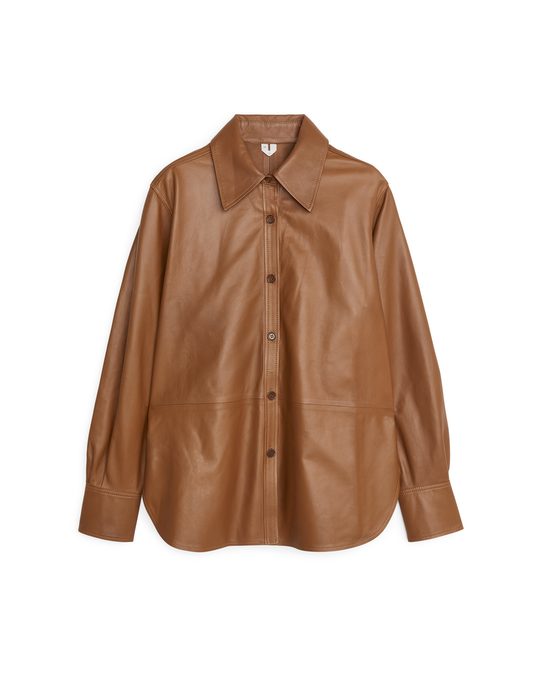 Arket Leather Shirt Light Brown