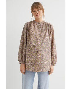 Mama Balloon-sleeved Blouse Pink/small Flowers