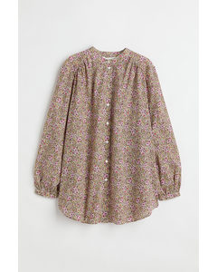 Mama Balloon-sleeved Blouse Pink/small Flowers
