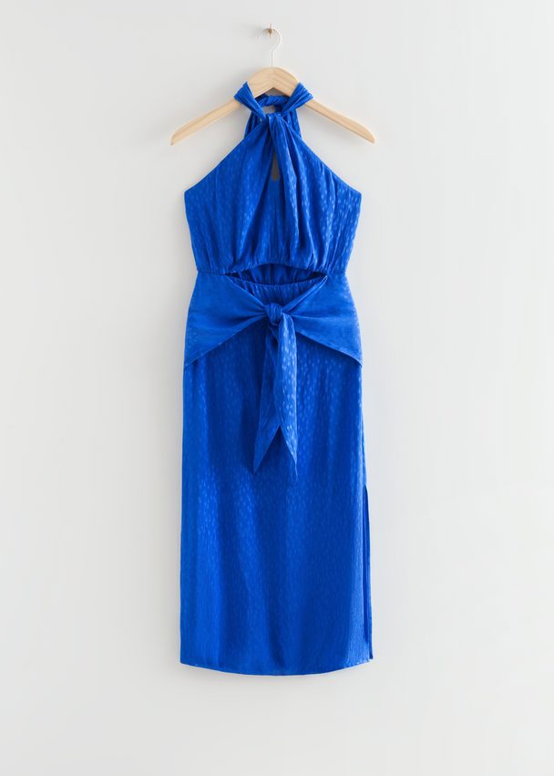 & Other Stories Halter Cut-out Midi Dress Blue