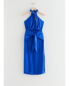 Vadlång Halterneck-klänning Med Cut Out-detaljer Blå