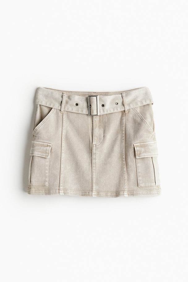 H&M Minirok Met Ceintuur Lichtbeige