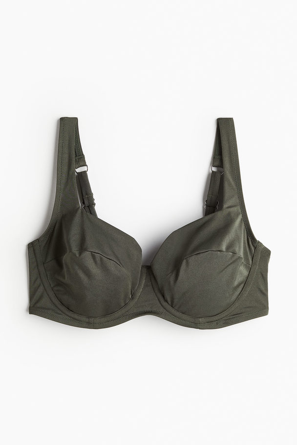 H&M H&m+ Bikinitop Zonder Padding Donker Kakigroen