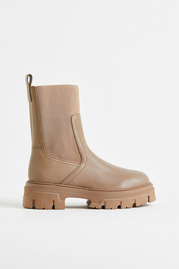 H&M Leather Chelsea Boots Beige