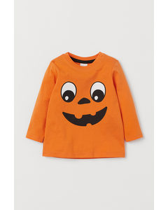 Tricot Shirt Met Print Oranje/pompoen