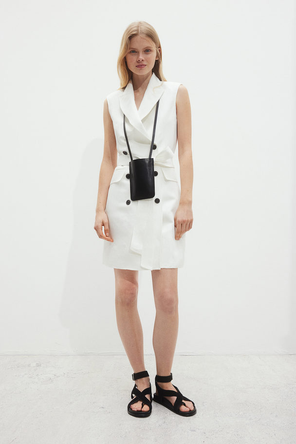 H&M Linen-blend Blazer Dress White