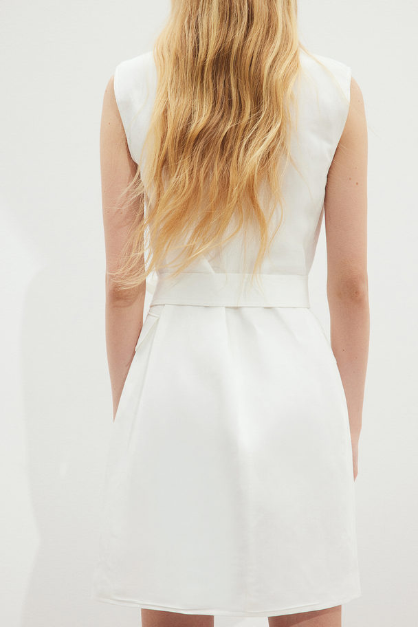 H&M Linen-blend Blazer Dress White