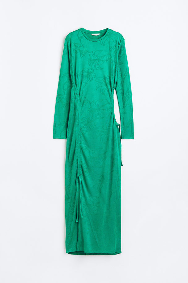 H&M Kleid aus Jacquardjersey Grün/Geblümt