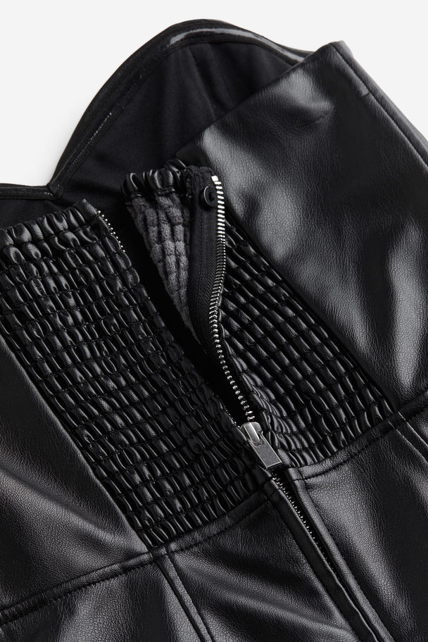 H&M Coated Corset-style Dress Black