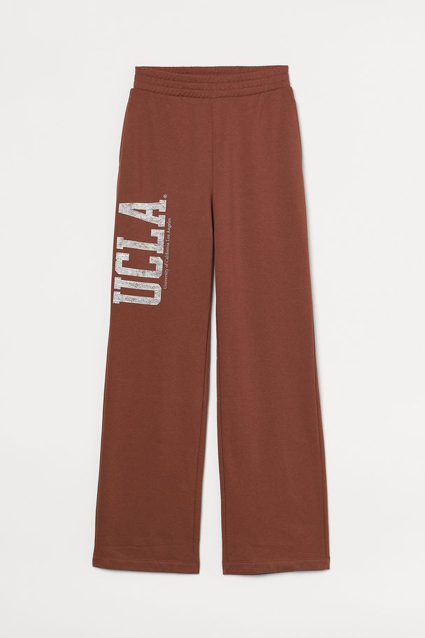 H&M Wide Printed Joggers Brown/ucla