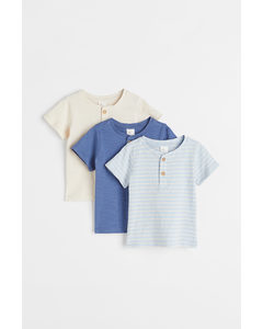 3er-Pack T-Shirts Blaumeliert/Gestreift