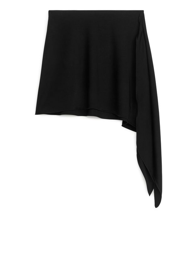 ARKET Asymmetric Jersey Mini Skirt Black