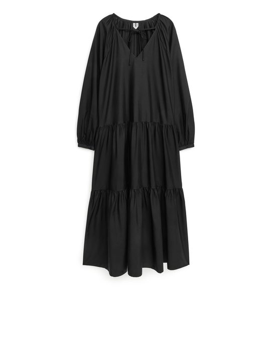 Arket Lyocell Blend Tier Dress Black