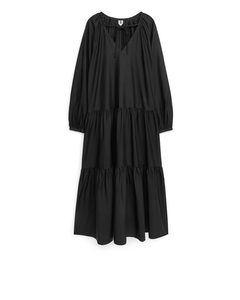 Lyocell Blend Tier Dress Black