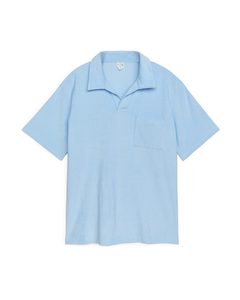 Cotton Towelling Polo Shirt Light Blue