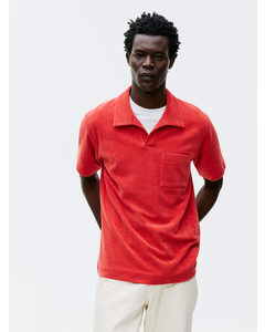Cotton Towelling Polo Shirt Red