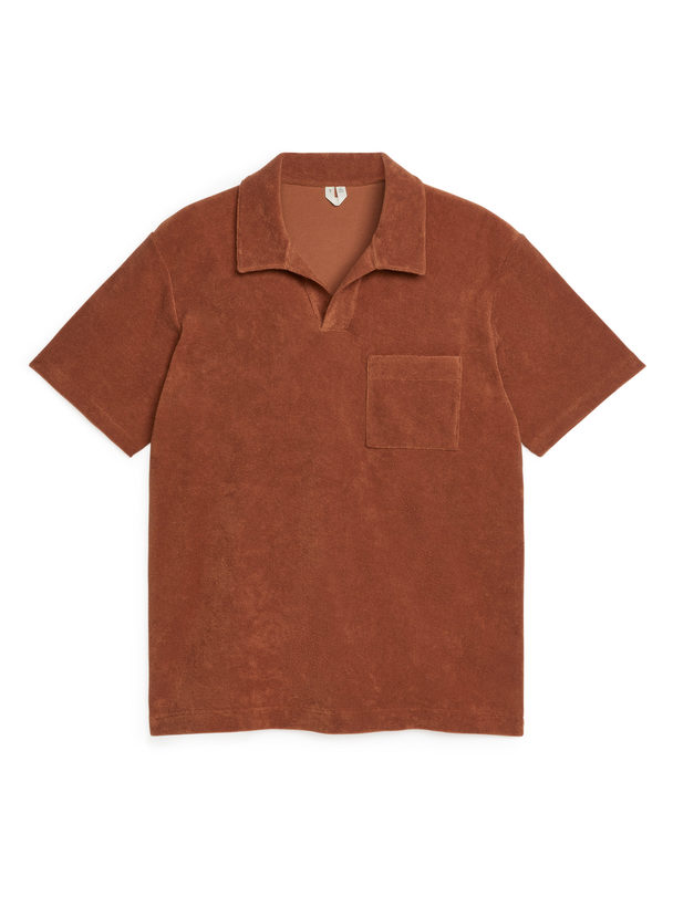 ARKET Poloshirt Van Katoenen Badstof Terracotta