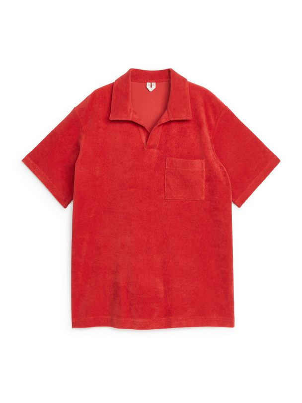 ARKET Poloshirt aus Baumwollfrottee Rot