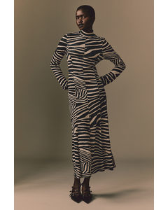 Long Jersey Dress Black/zebra Print