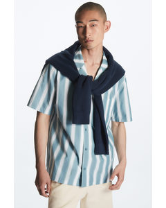 Relaxed-fit Short-sleeved Striped Shirt Turquoise / White