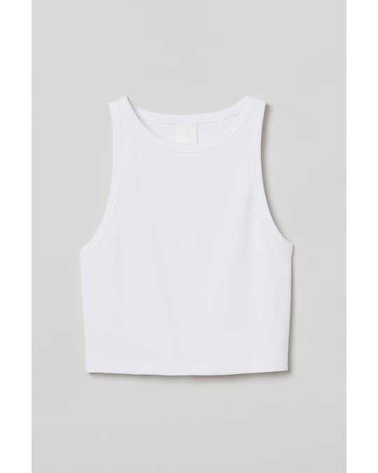 H&M Ribbed Cropped Top White
