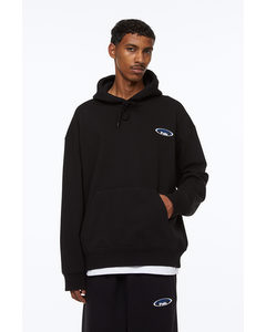 Relaxed Fit Printed Hoodie Black/boring Pals