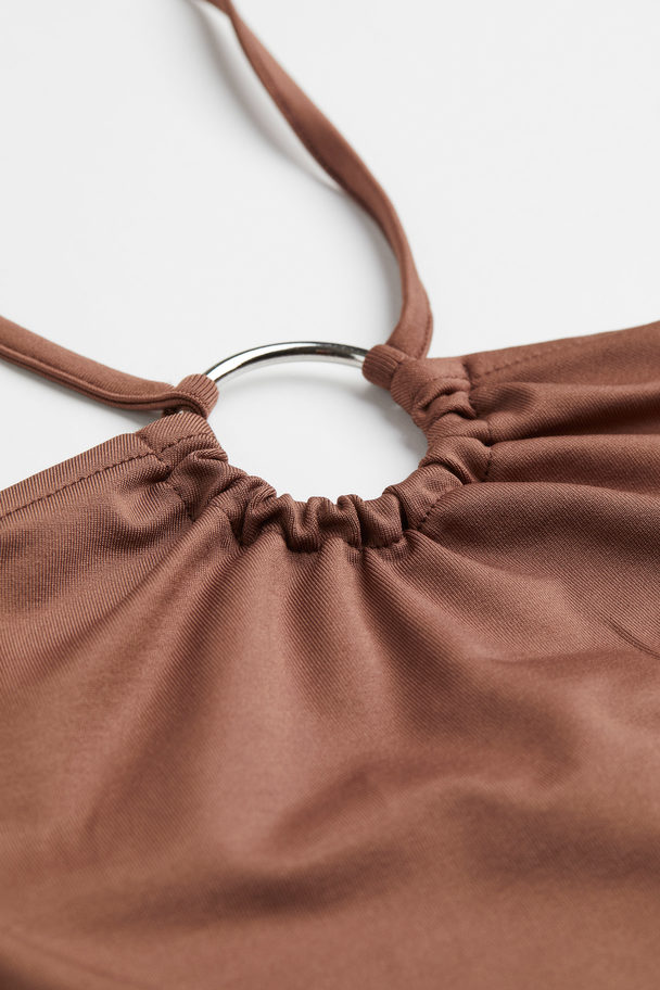 H&M Off-the-shoulder Dress Light Brown