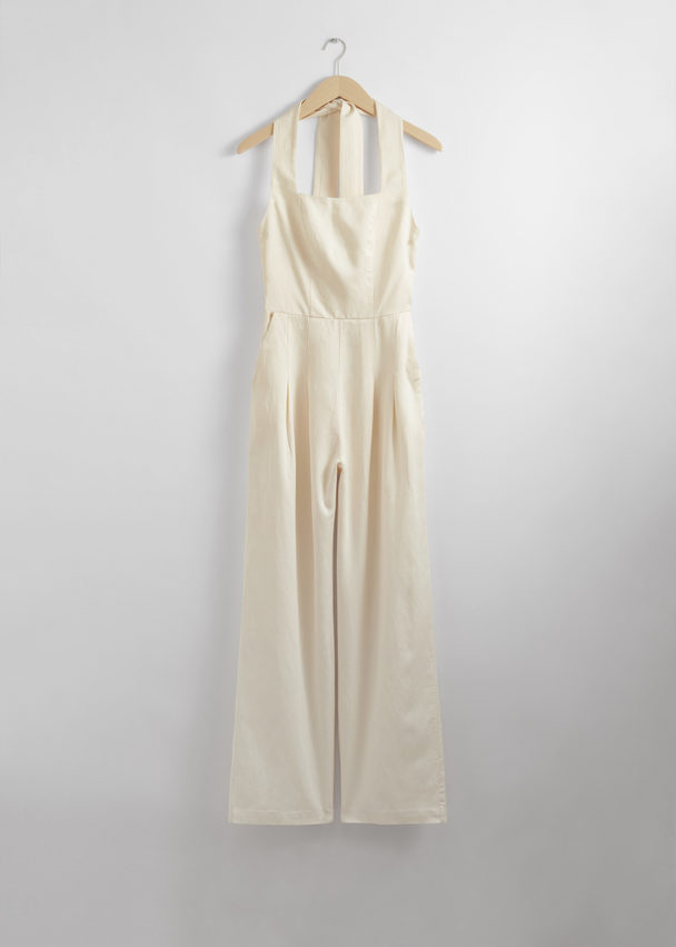 & Other Stories Halterneck Jumpsuit White