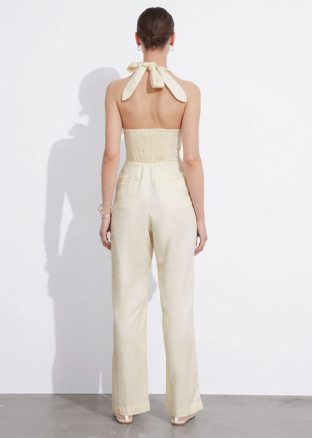 & Other Stories Halterneck Jumpsuit White