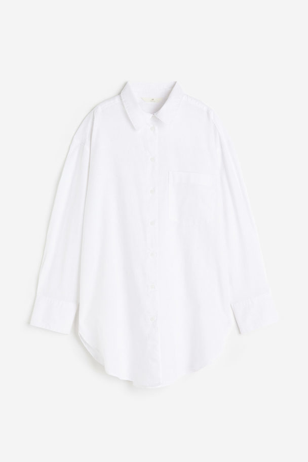 H&M Hemdbluse aus Leinenmischung Weiß