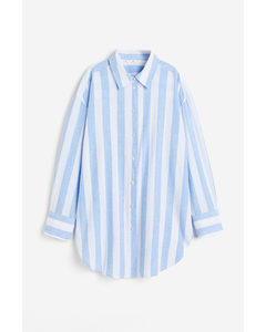 Linen-blend Shirt Light Blue/striped